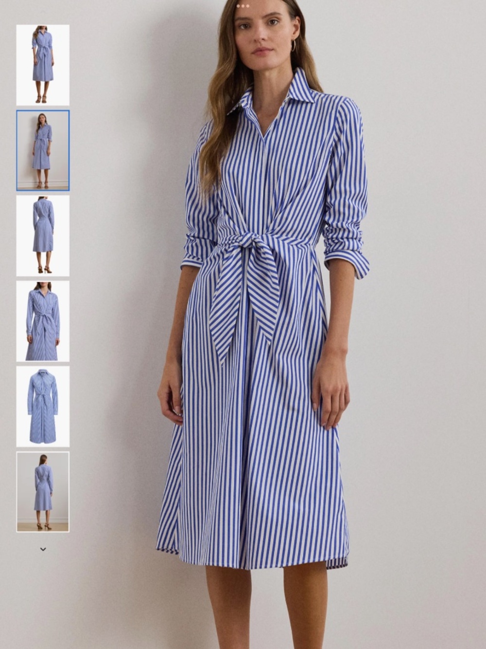 Lauren Ralph Lauren Stripe Long Sleeve Cotton Broadcloth Shirtdress, size 10 - Picture 1 of 14